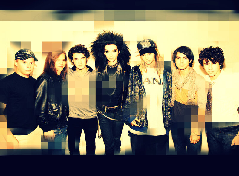 band group photo with pixelation