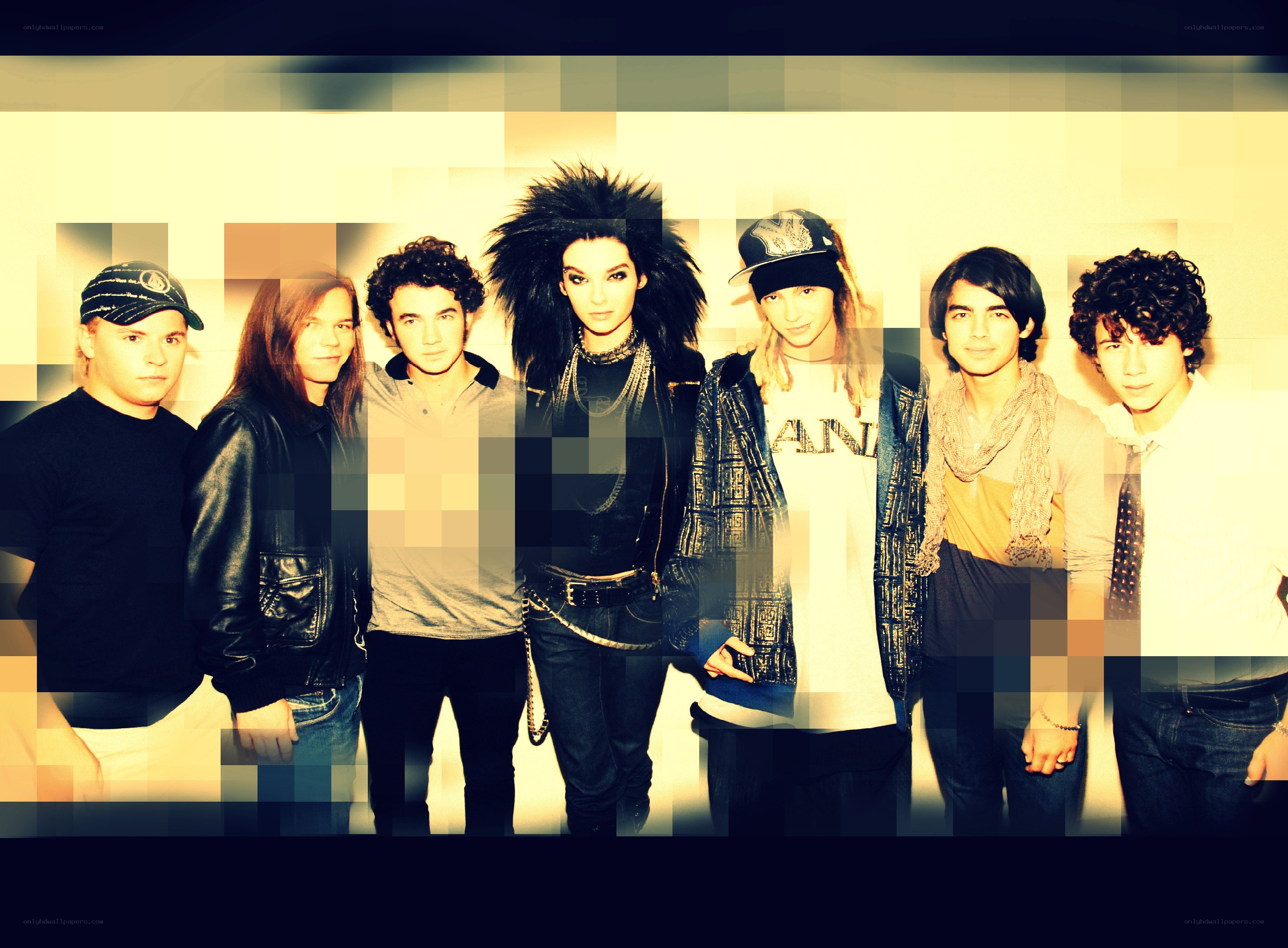band group photo with pixelation