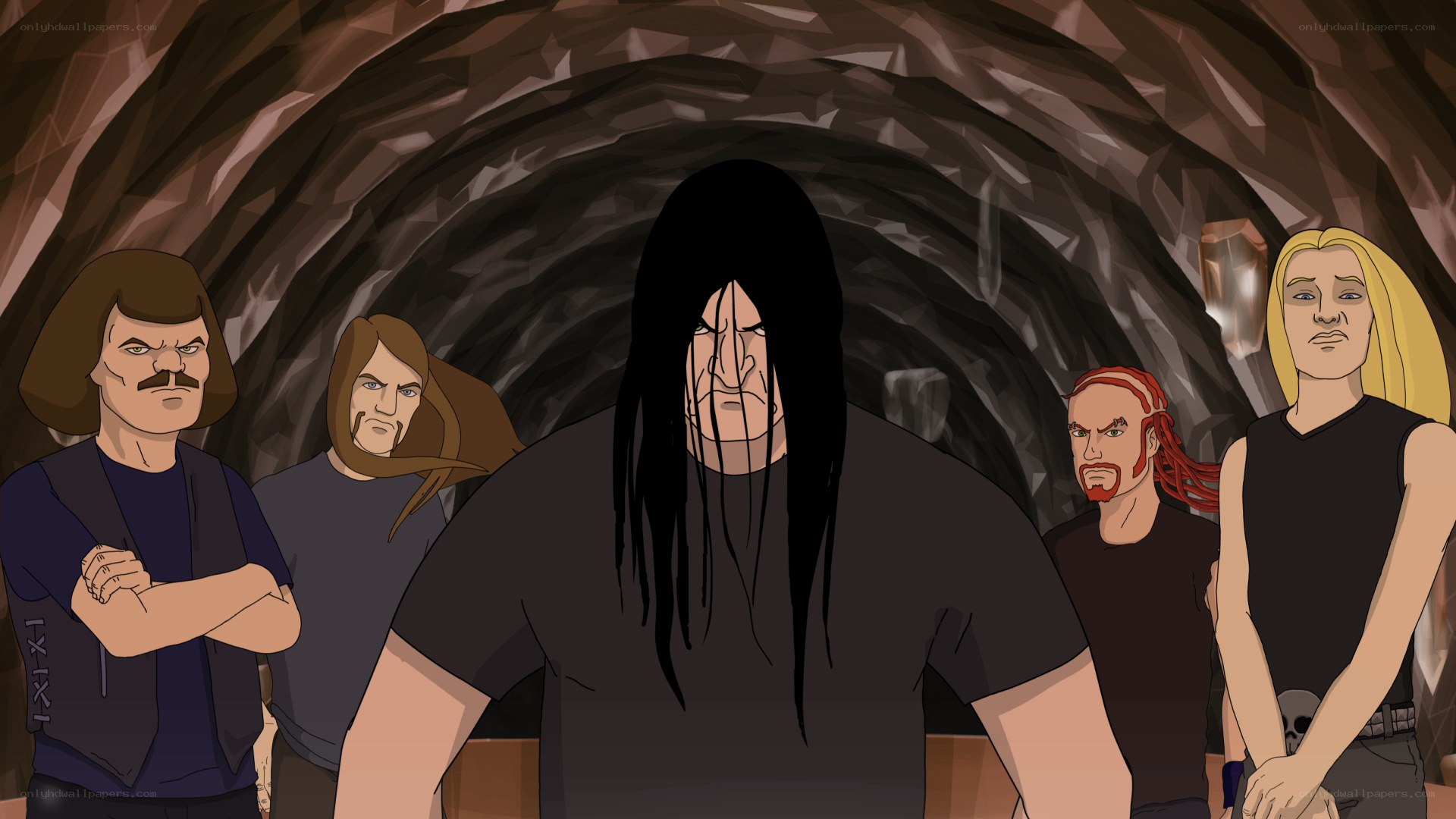 band in a cave tunnel