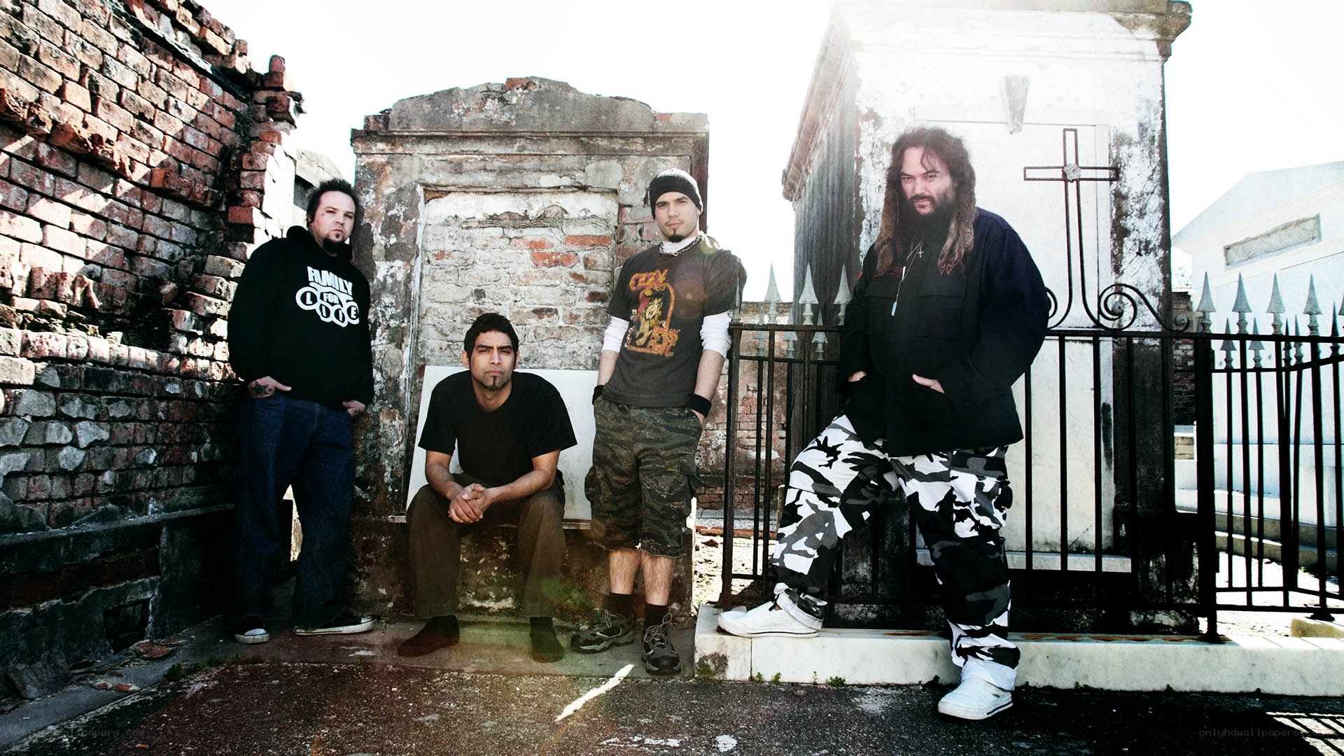 band in a cemetery