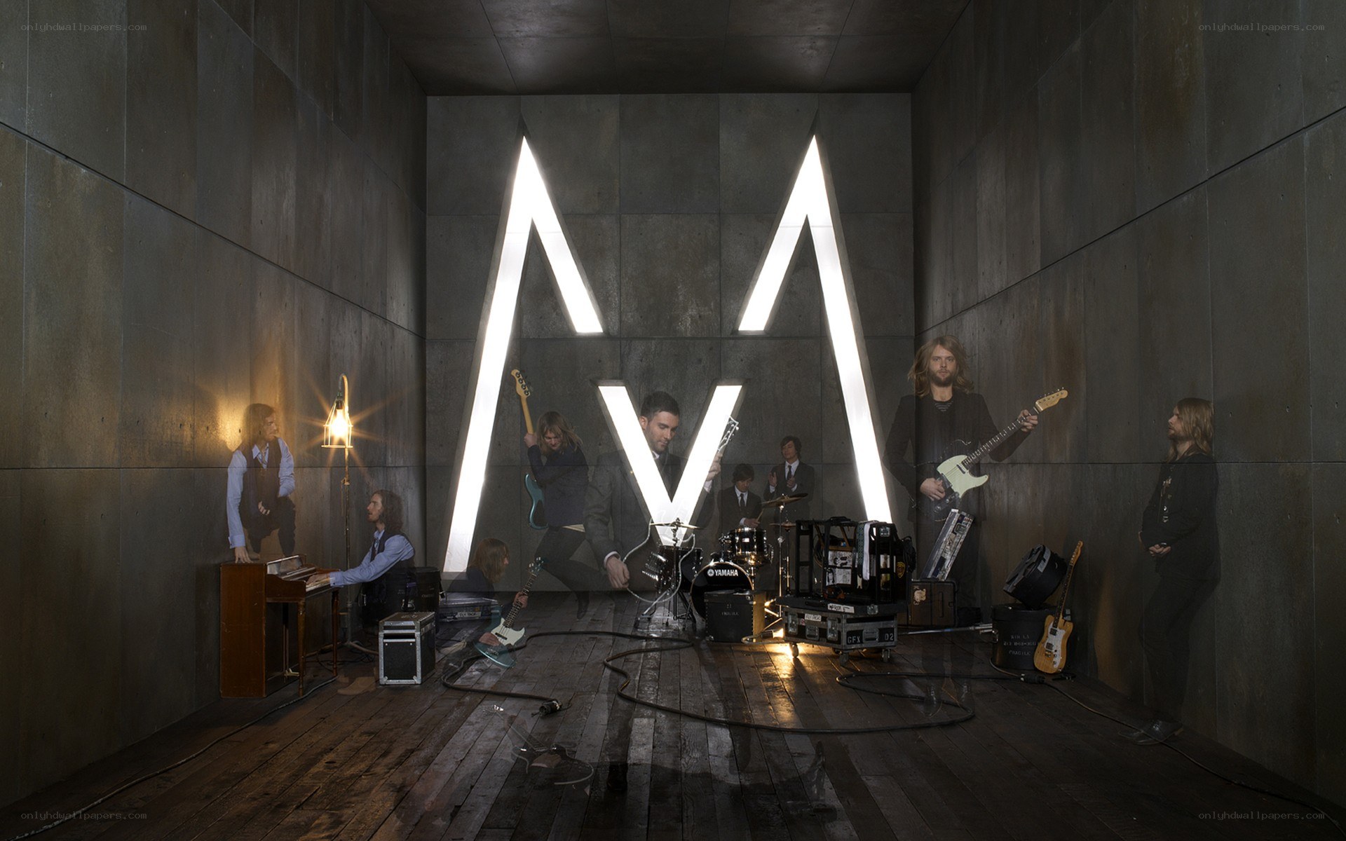 band in a concrete room