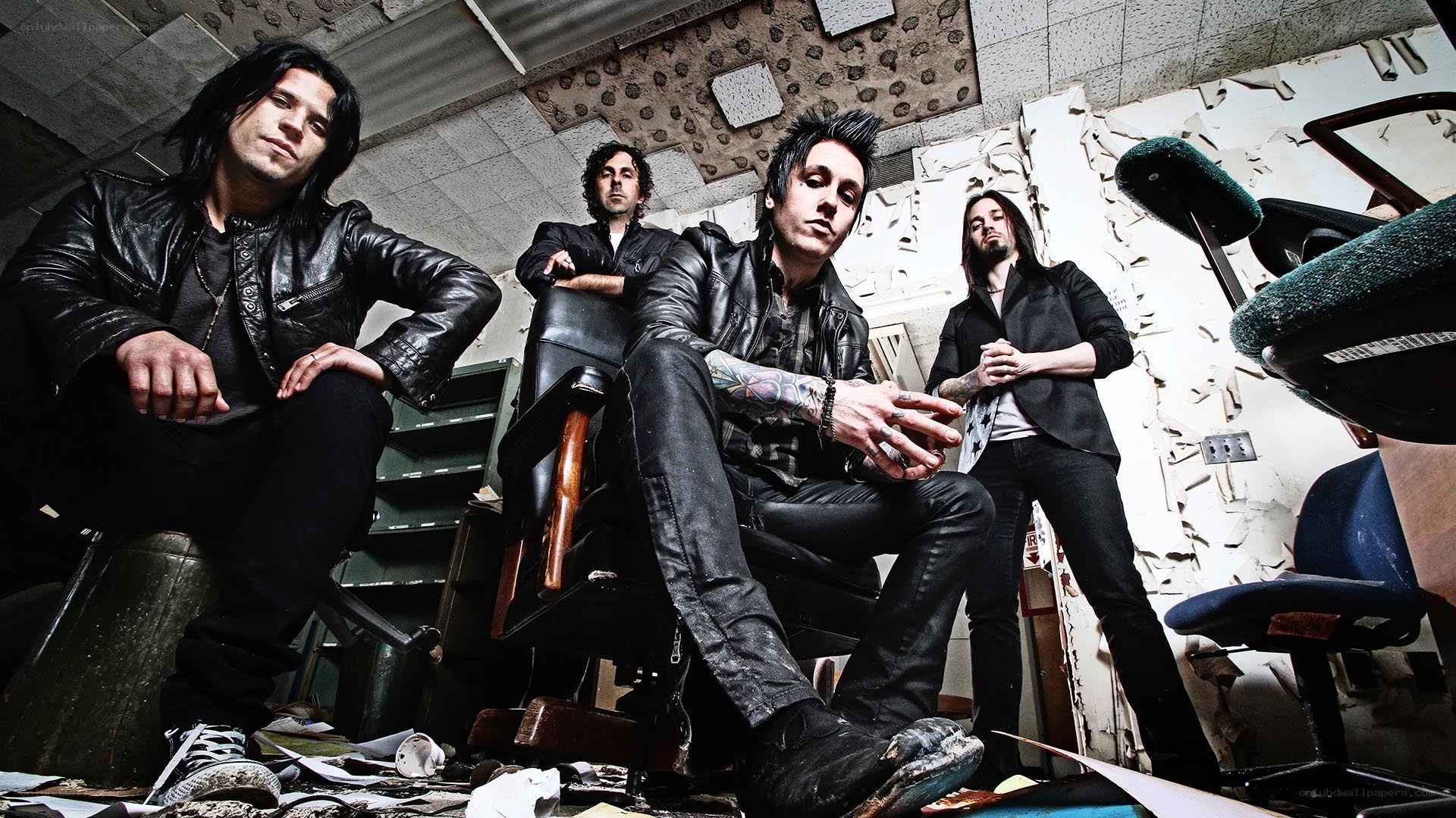 band in a destroyed room
