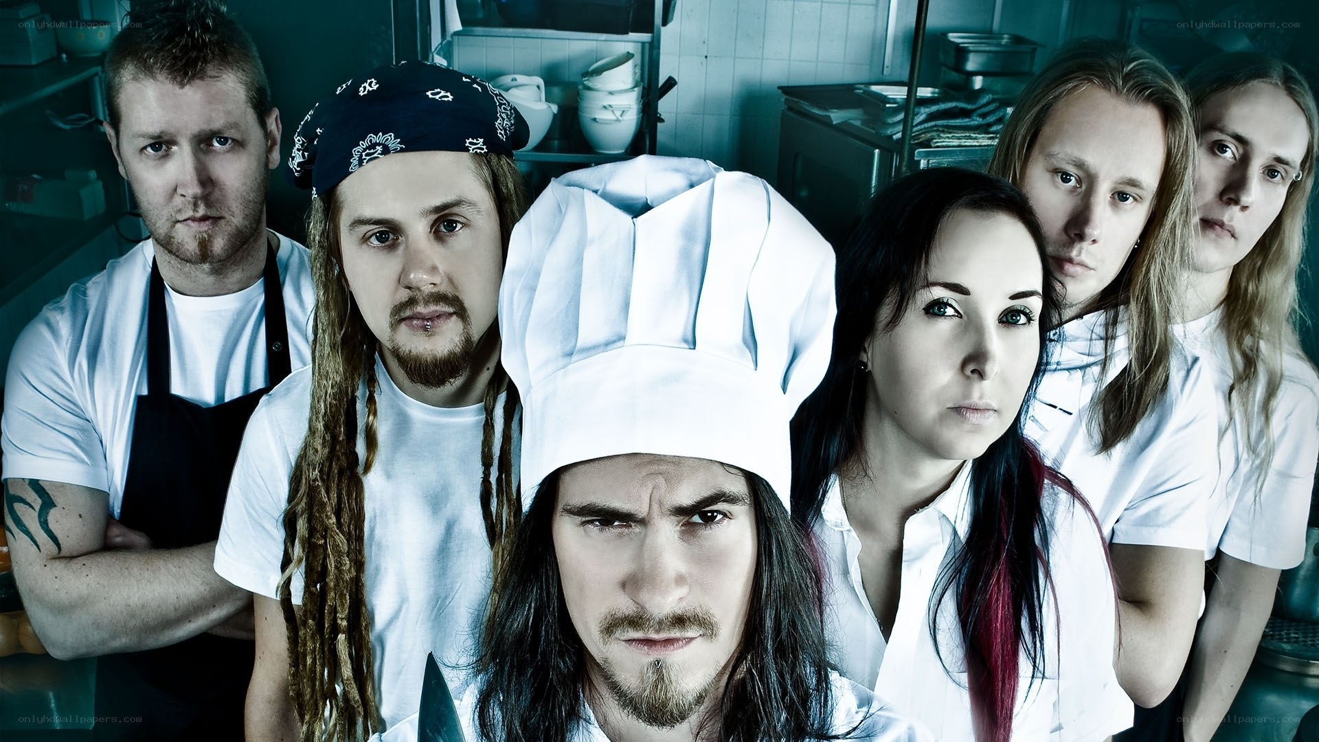 band in a kitchen