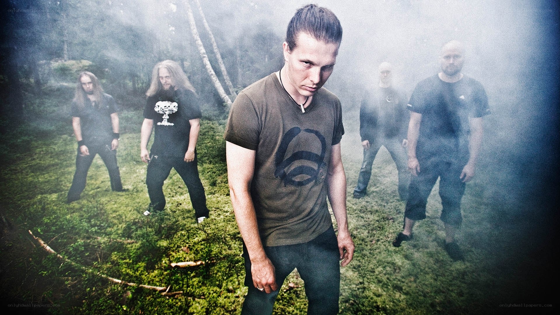 band in a misty forest