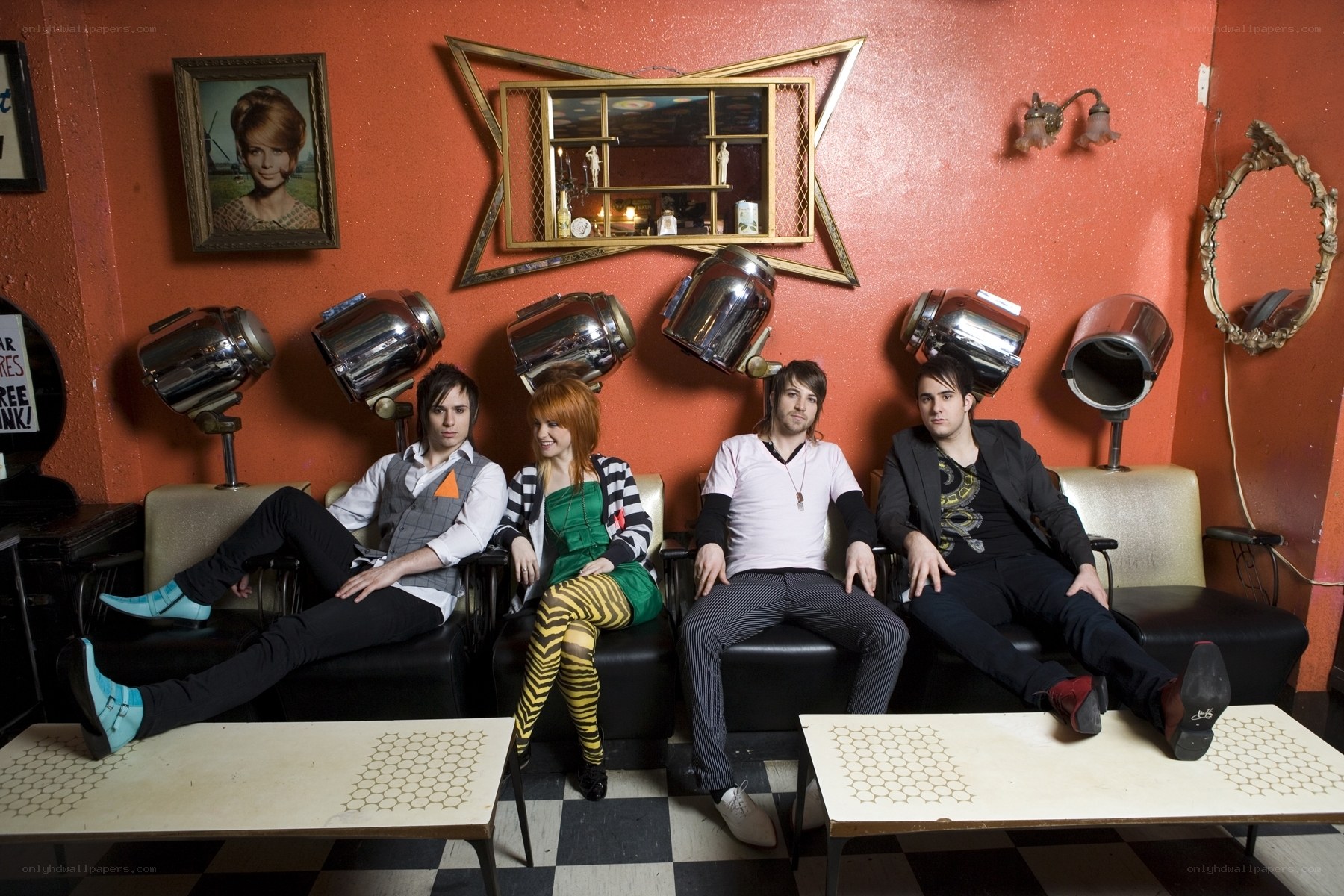 band in a retro salon