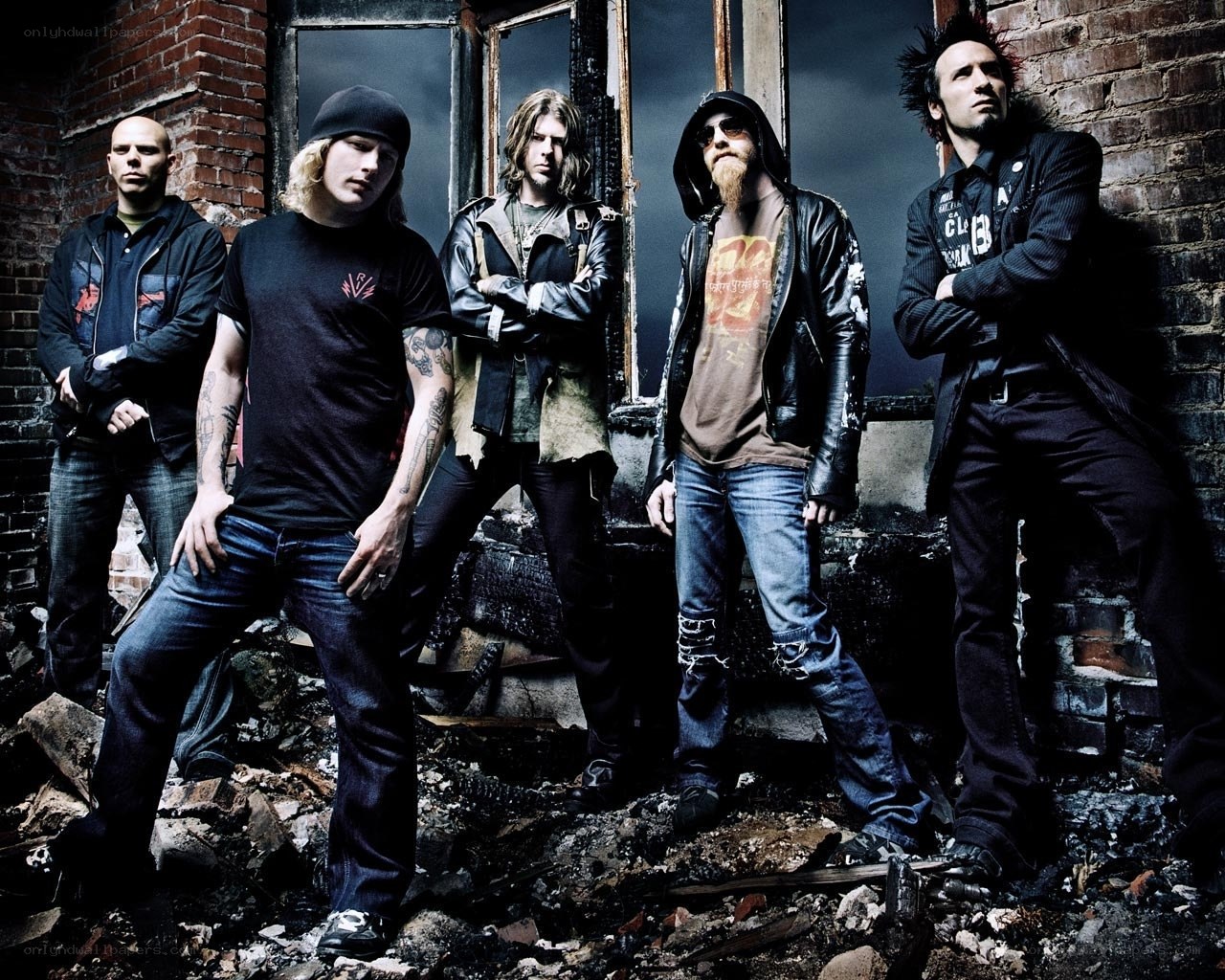 band in a ruined building