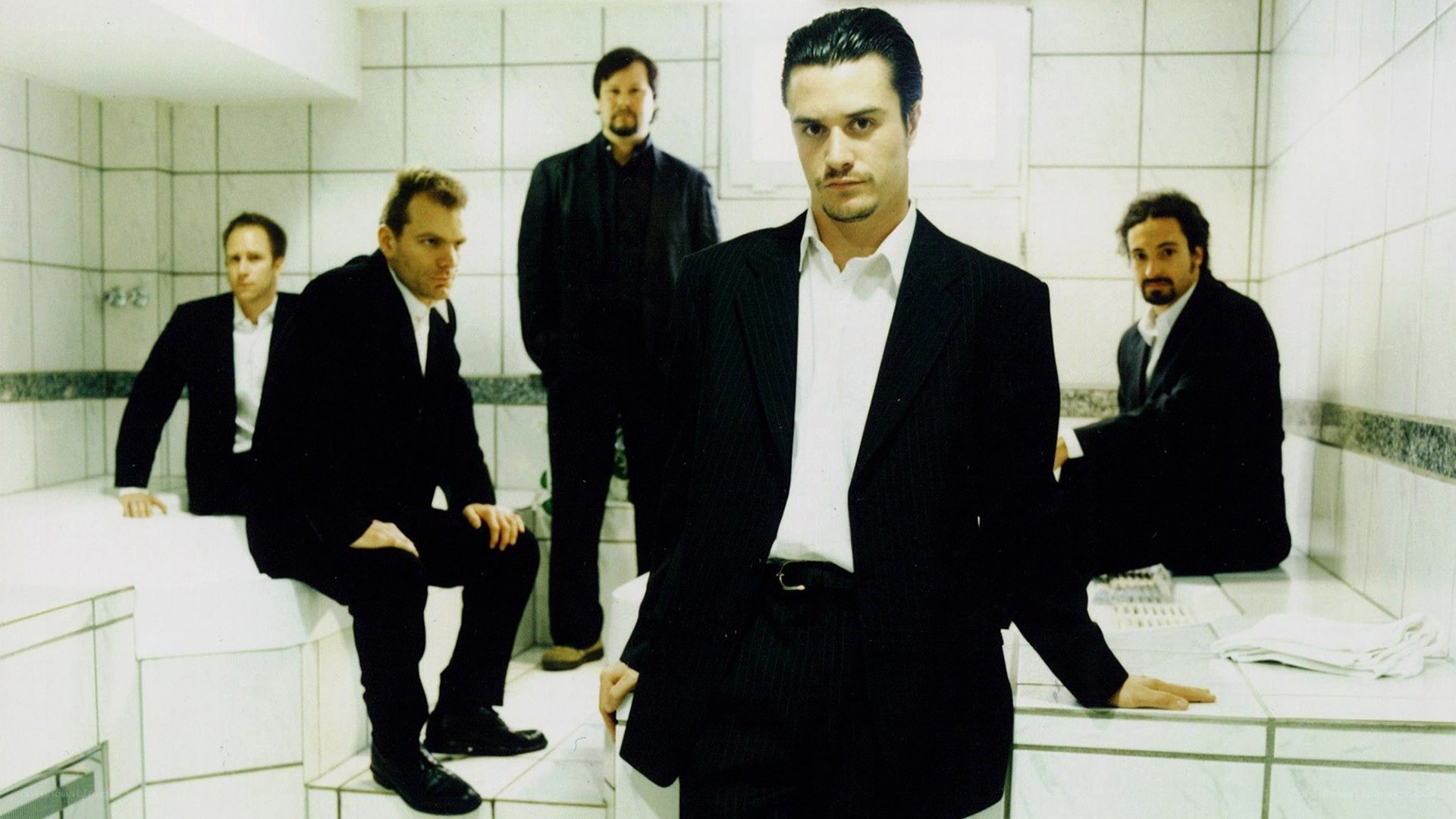 band in a tiled room