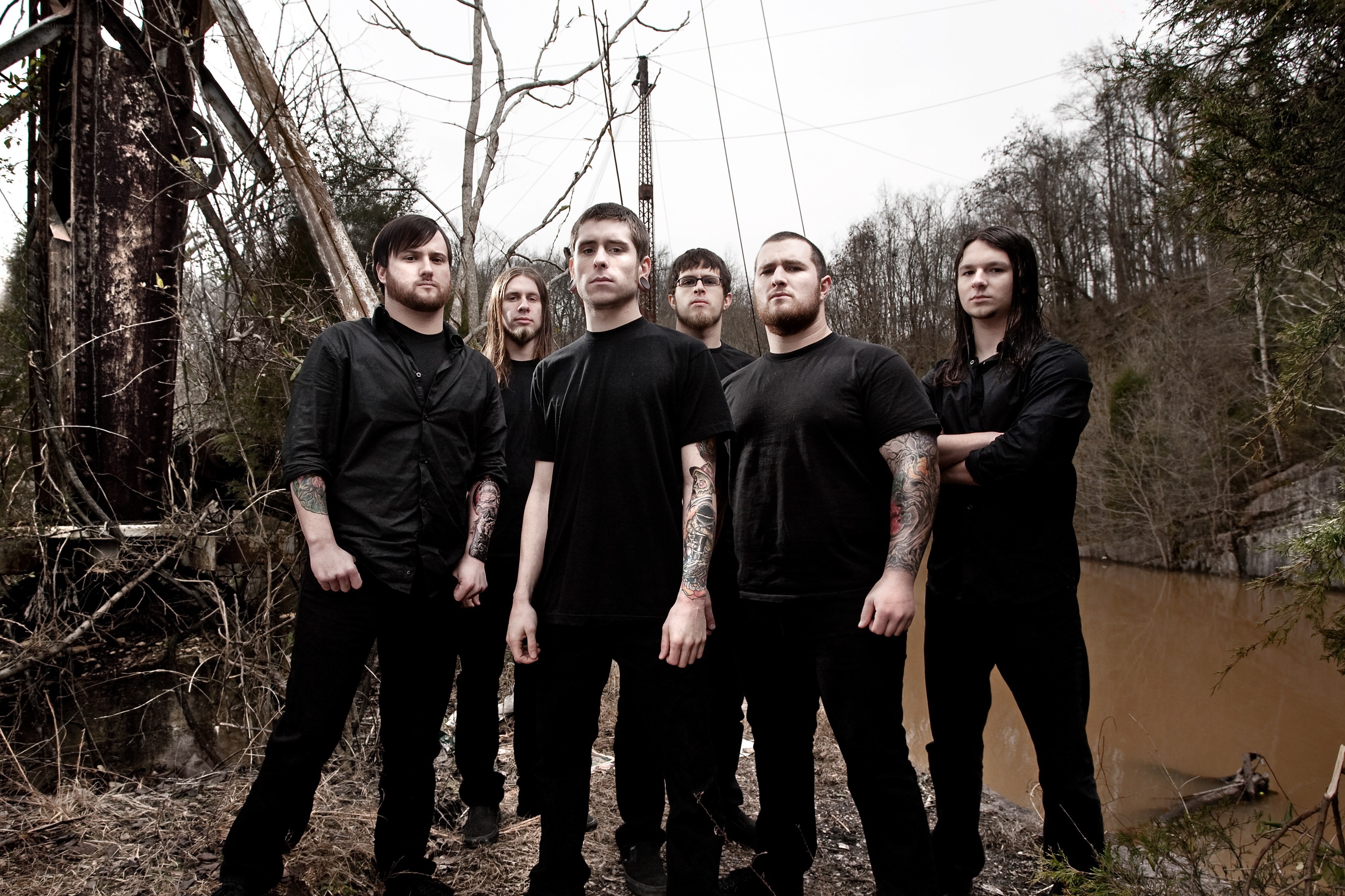 band in a wooded area