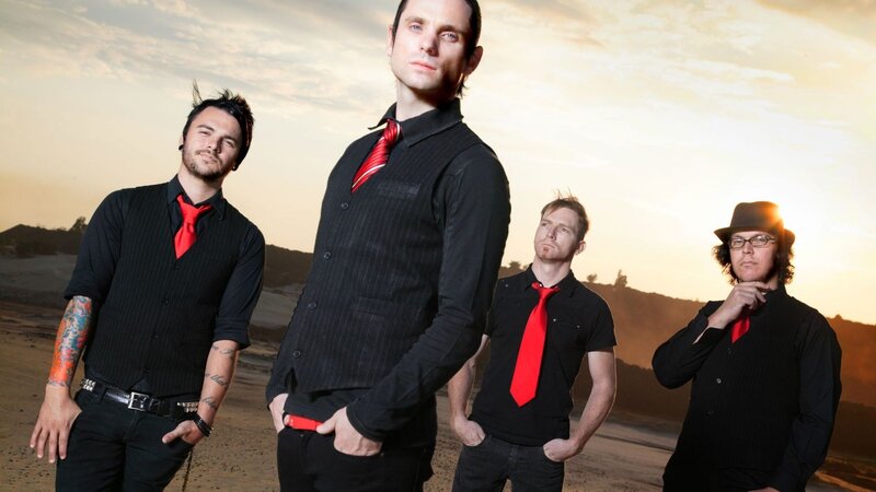 band in black with red ties