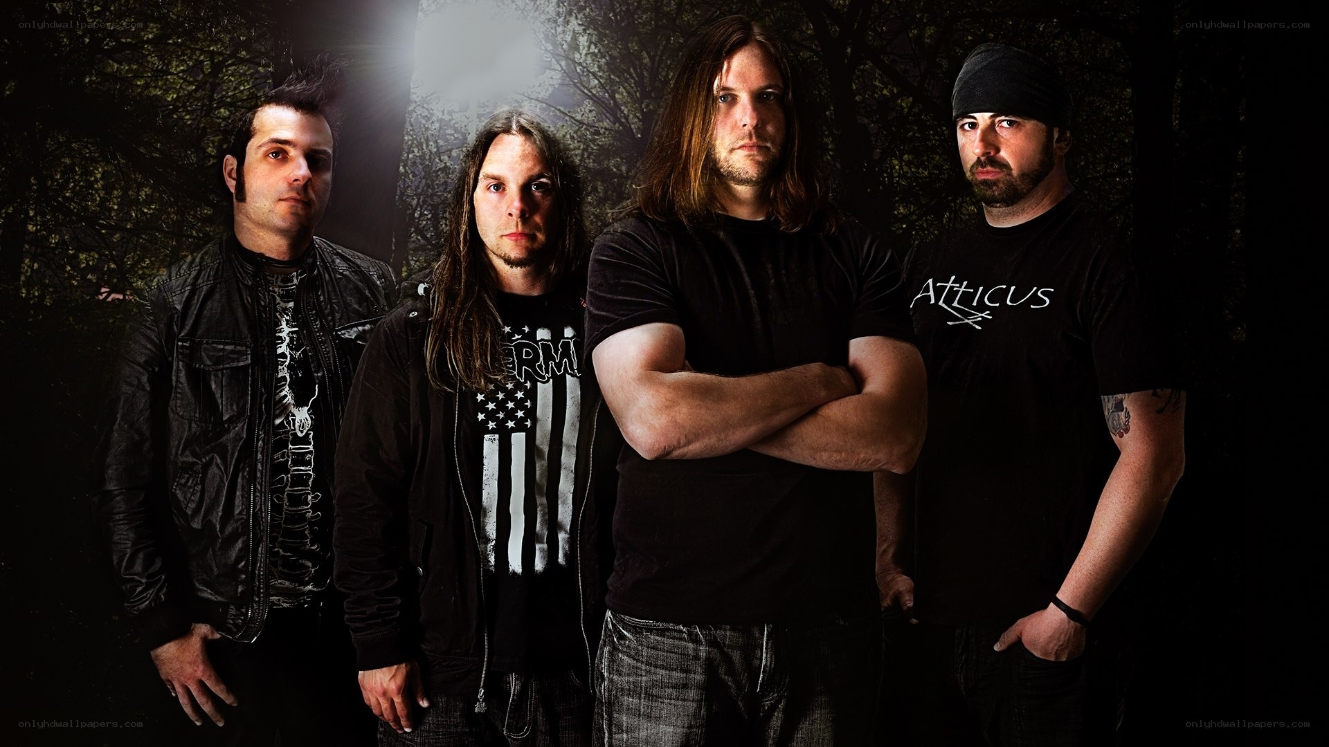 band in dark forest
