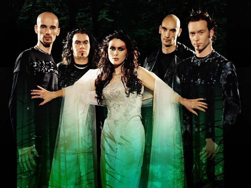 band in forest with woman