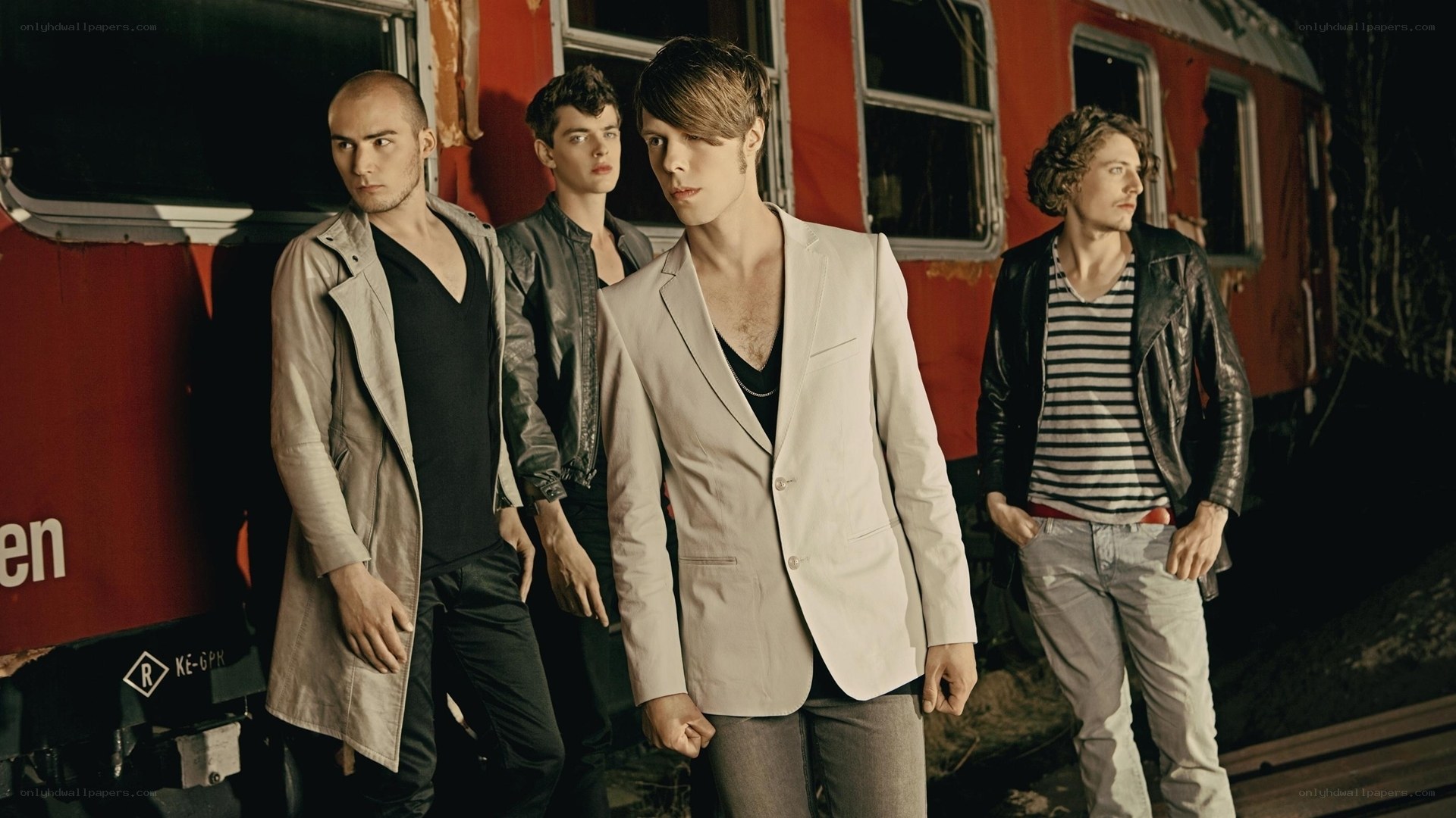 band in front of train