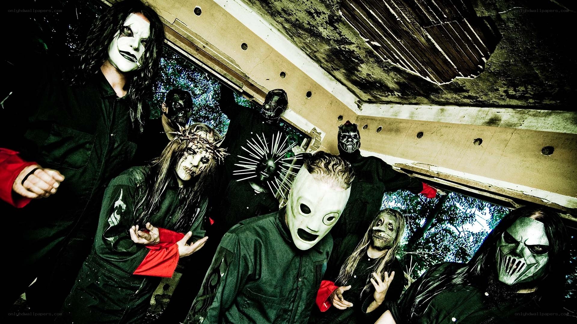 band in masks and costumes