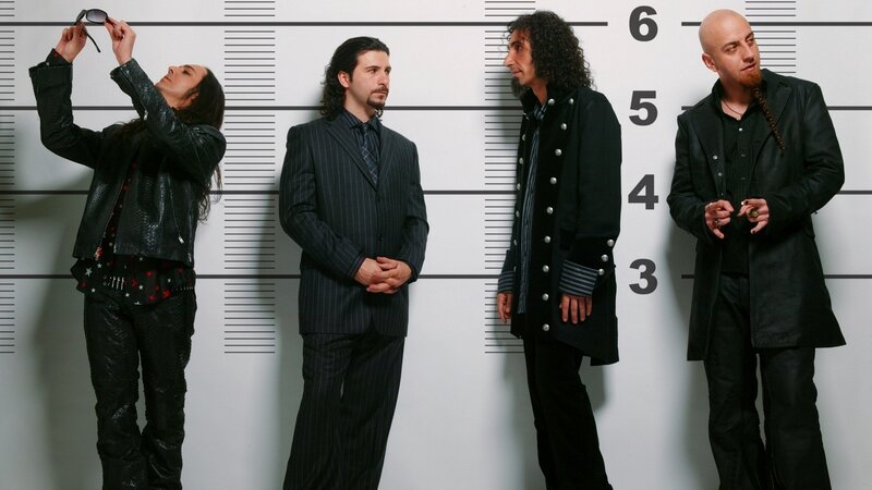 band in mugshot pose