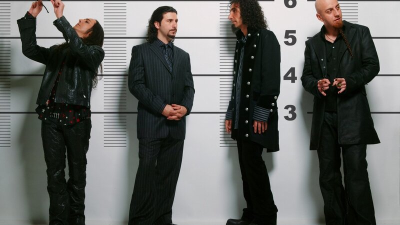 band in mugshot-style photo