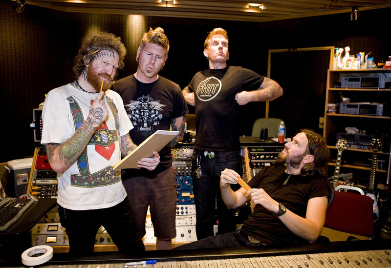 Band in recording studio