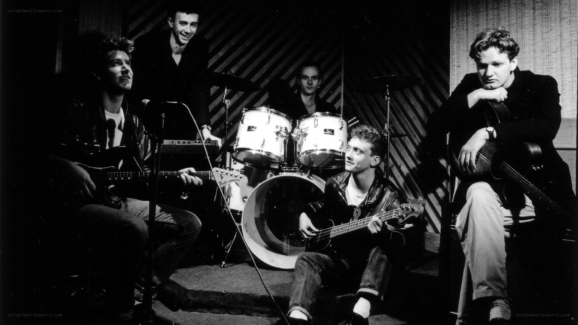 band in recording studio