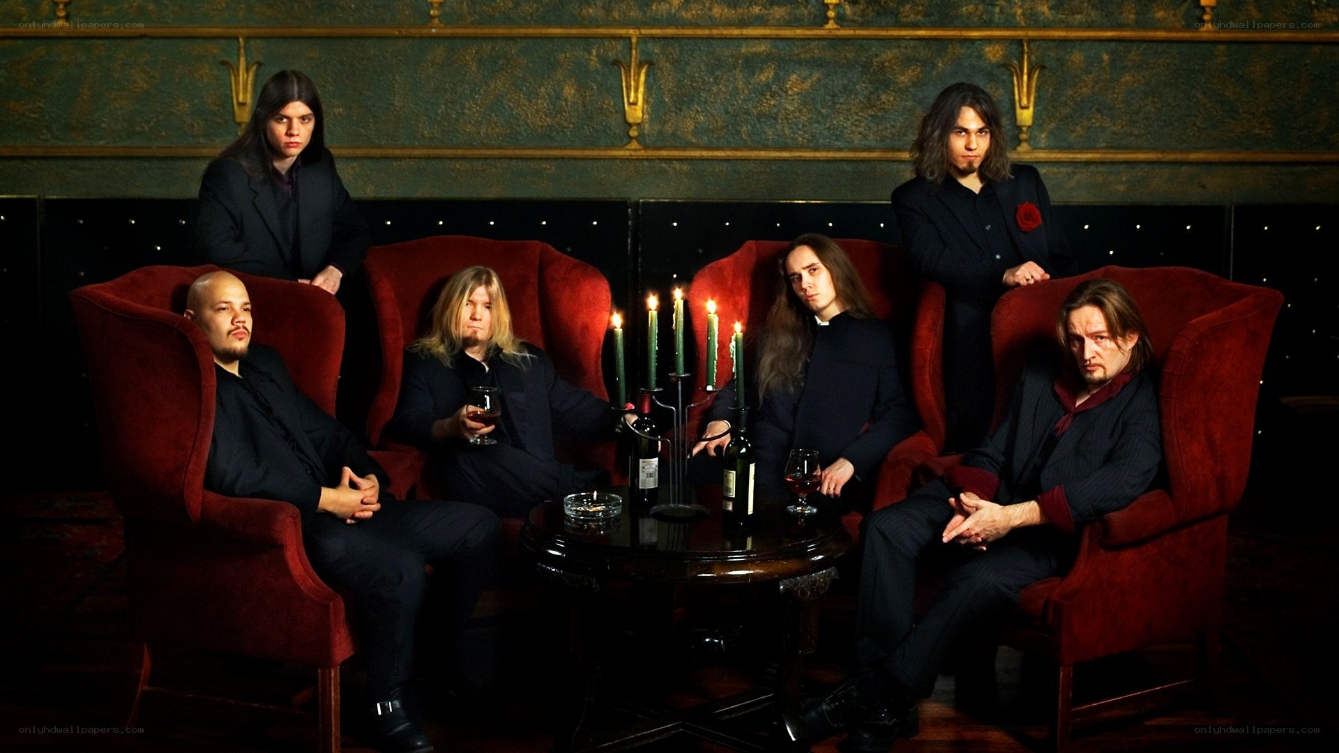 band in red chairs