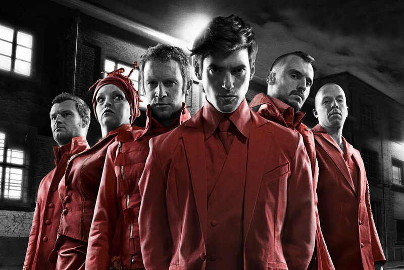 band in red suits