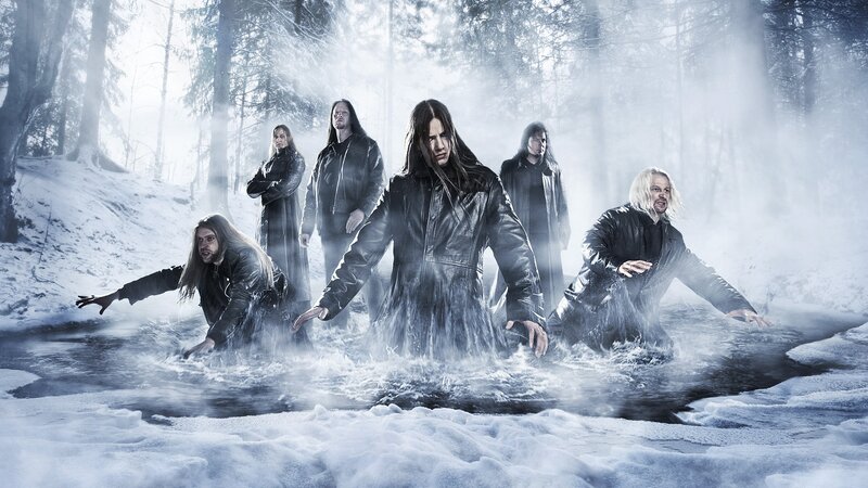 band in snowy forest
