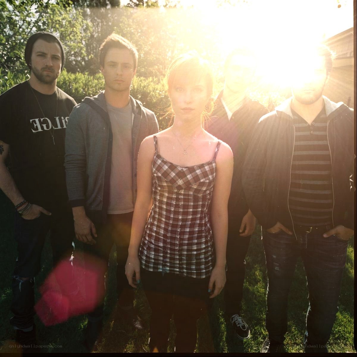 band in sunlit garden