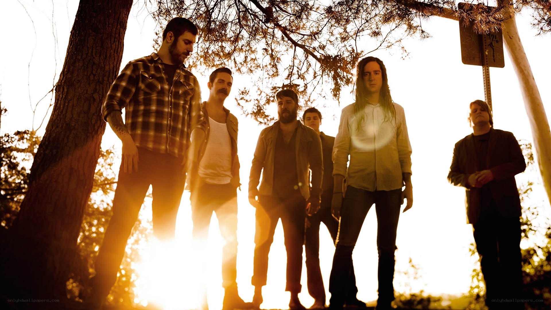 band in sunset light