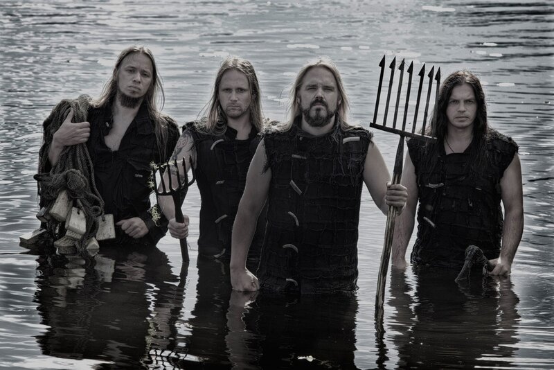 band in water with tridents