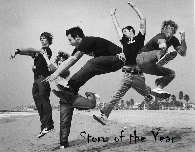 band jumping on beach