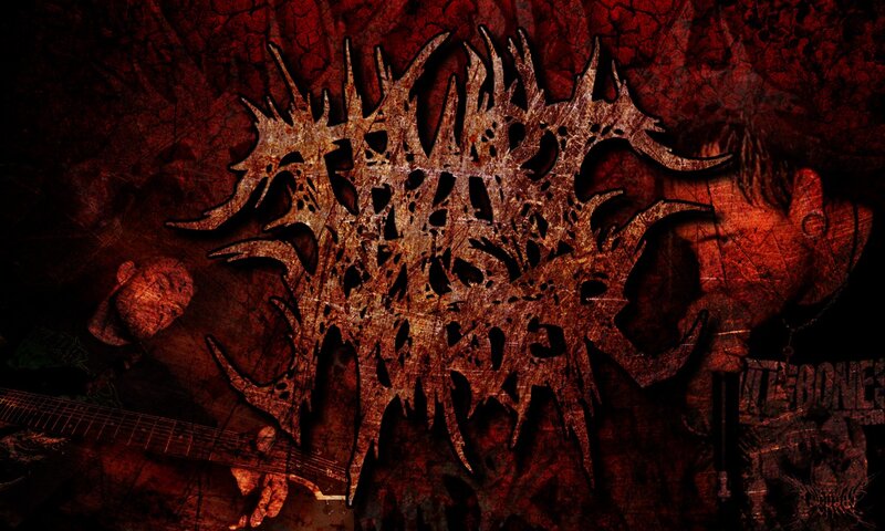 Band Logo on Textured Background — Red, Dark, Aggressive