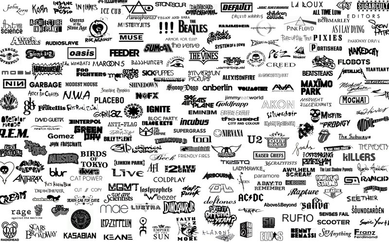 band logos collage