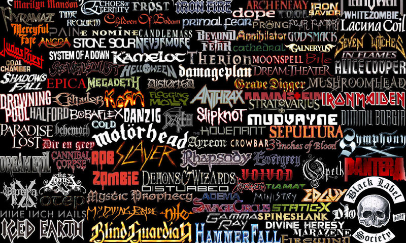 band logos collage