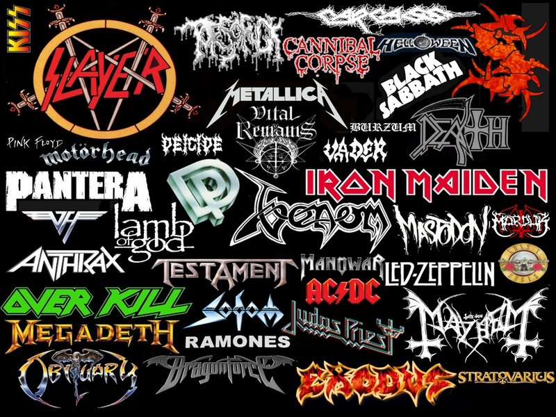 Band Logos Collage — Black, Dark, Illustration