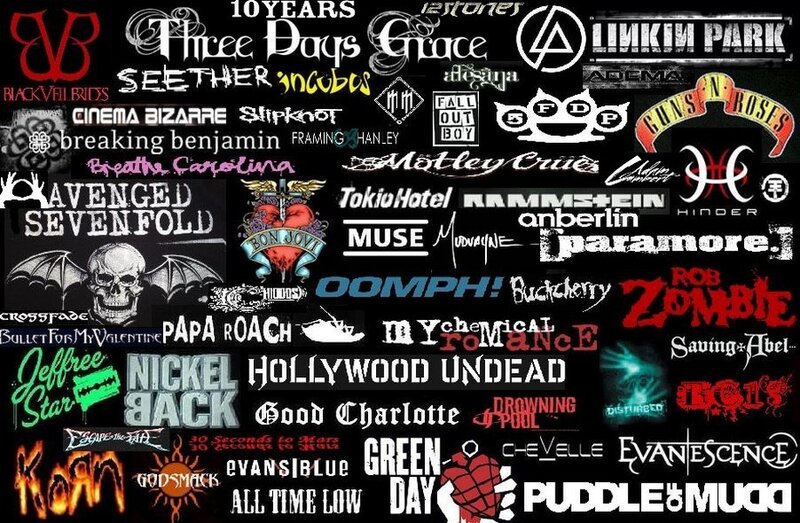 Band Logos Collage — Black, Dark