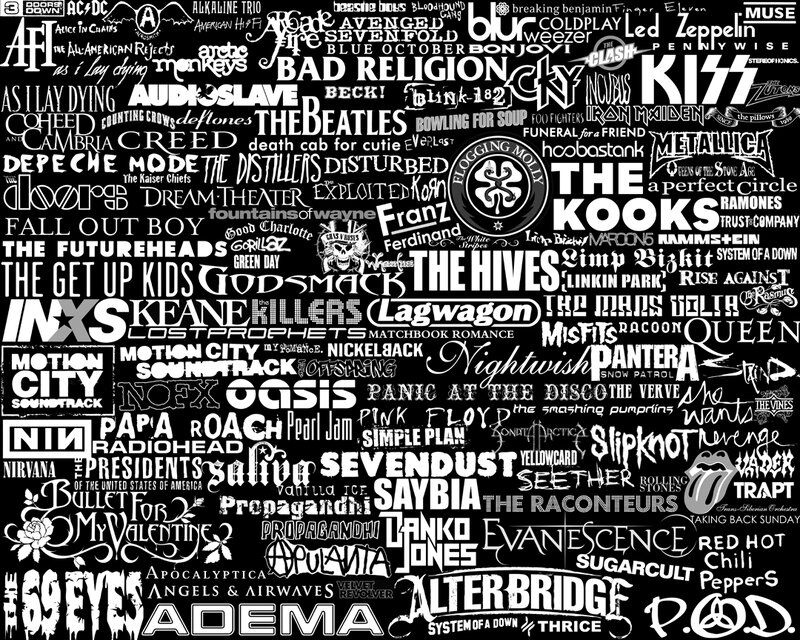 band logos collage
