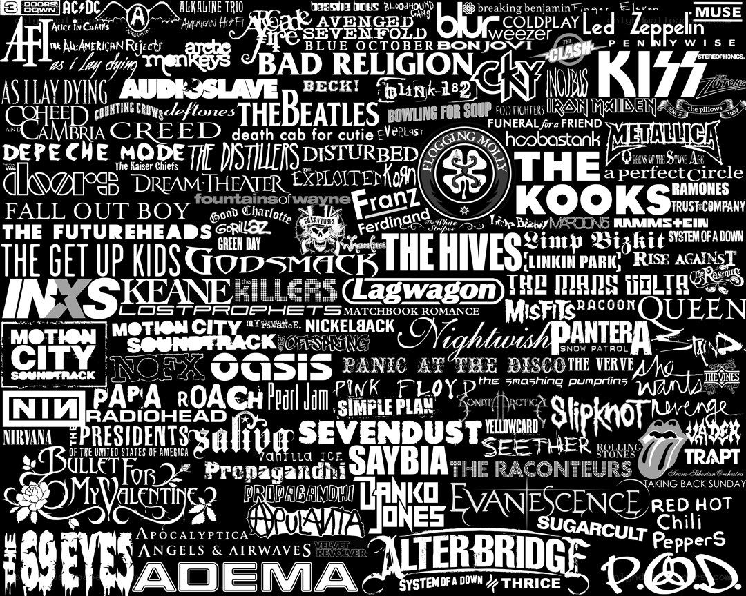 band logos collage