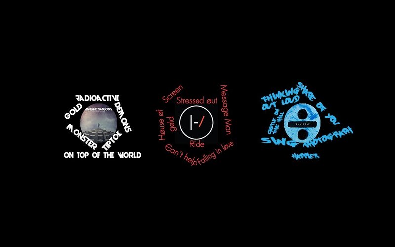 Band Logos on Black Background — Dark, Digital Art, Text