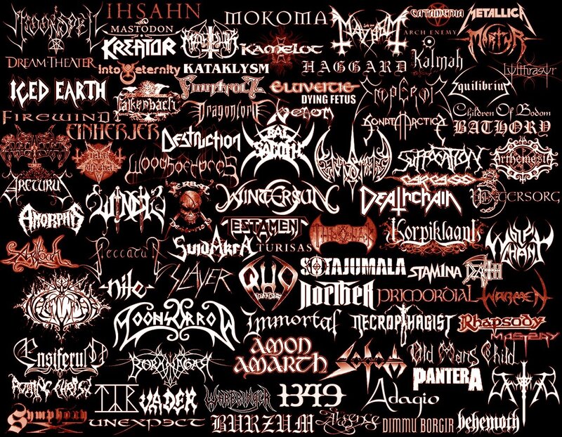Band Logos on Black Background — Dark, Illustration