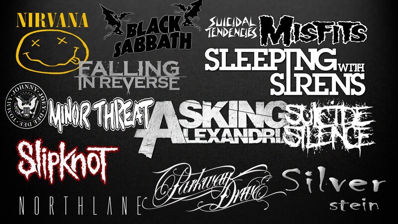 Band Logos on Black Background — Dark
