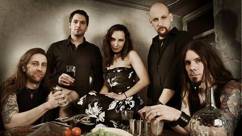 band members at a dinner table
