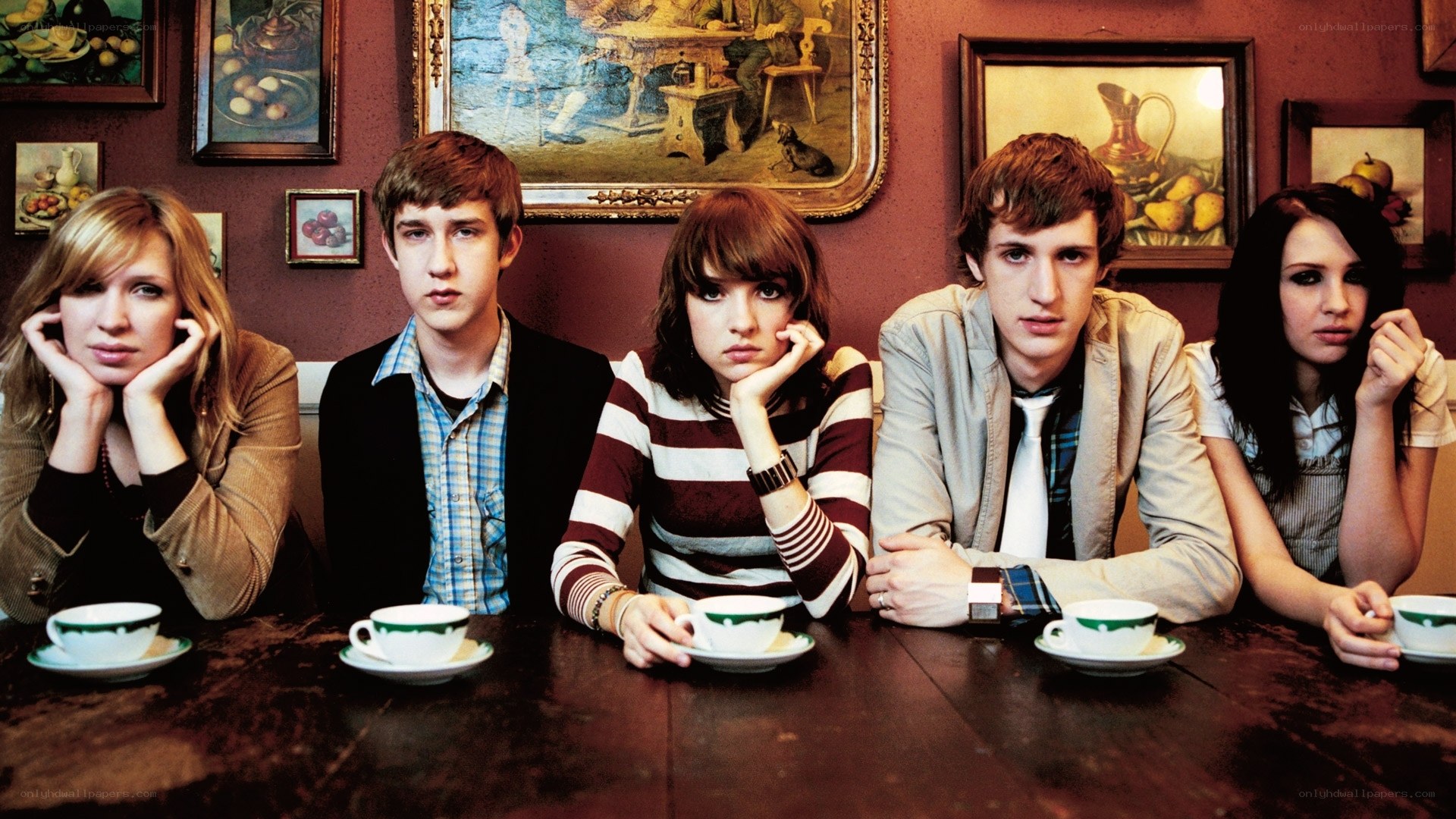 band members at a table