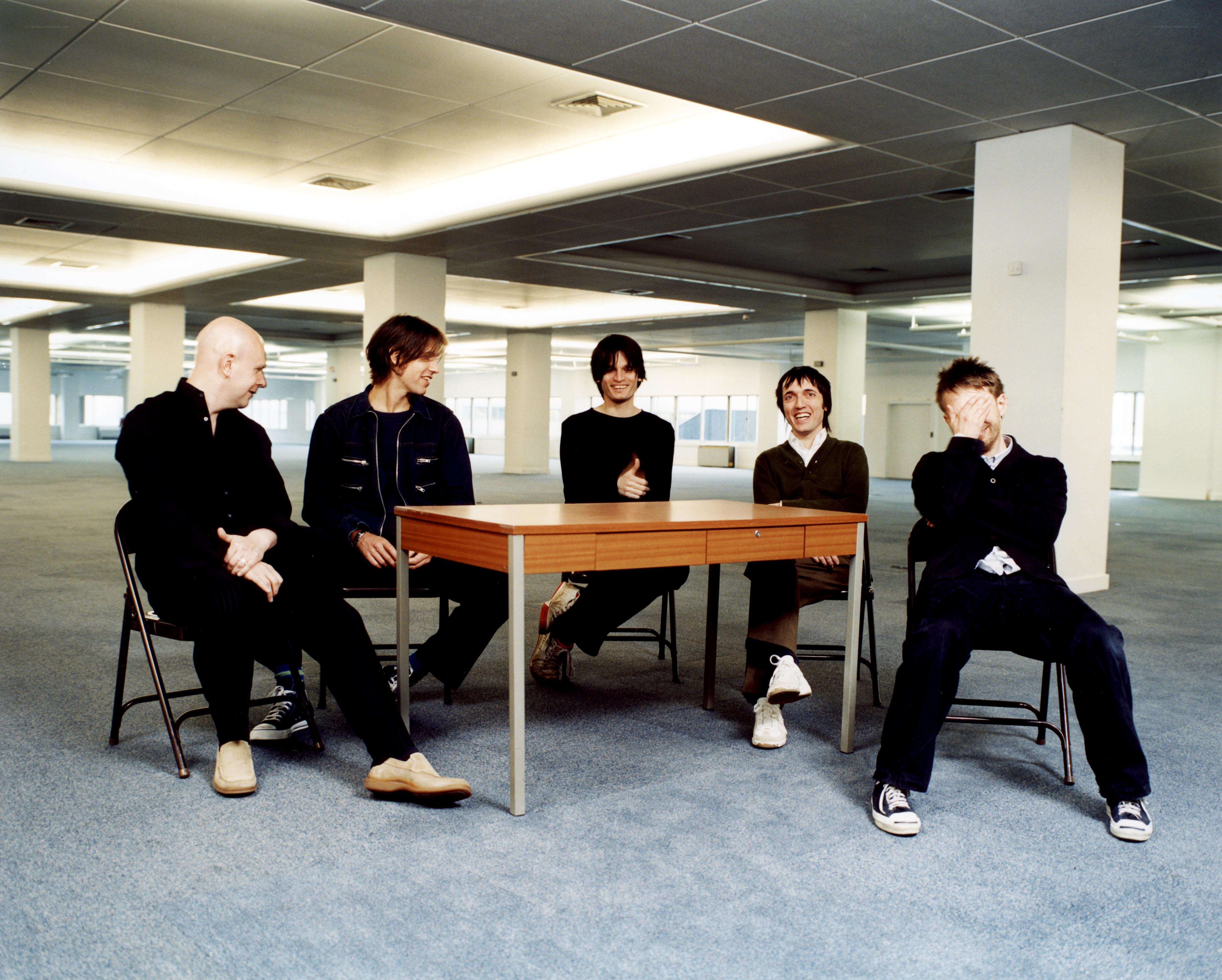 band members at a table