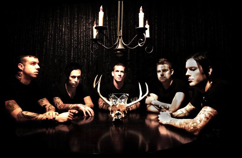 Band Members at Table — Black, Dramatic, Night, Photograph