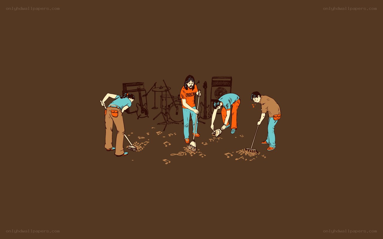 band members cleaning up