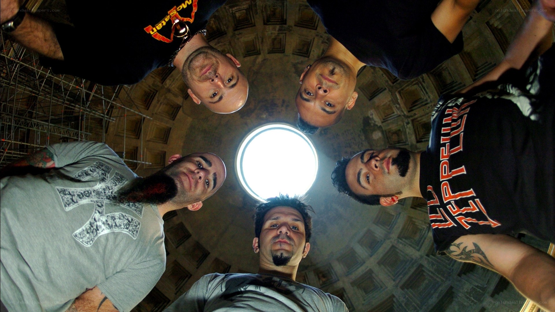 band members in a circle