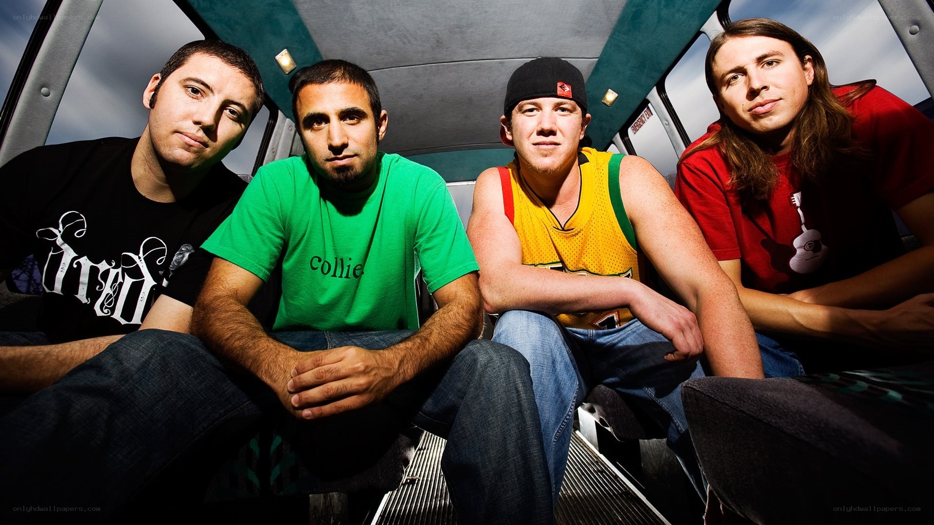 band members in a vehicle