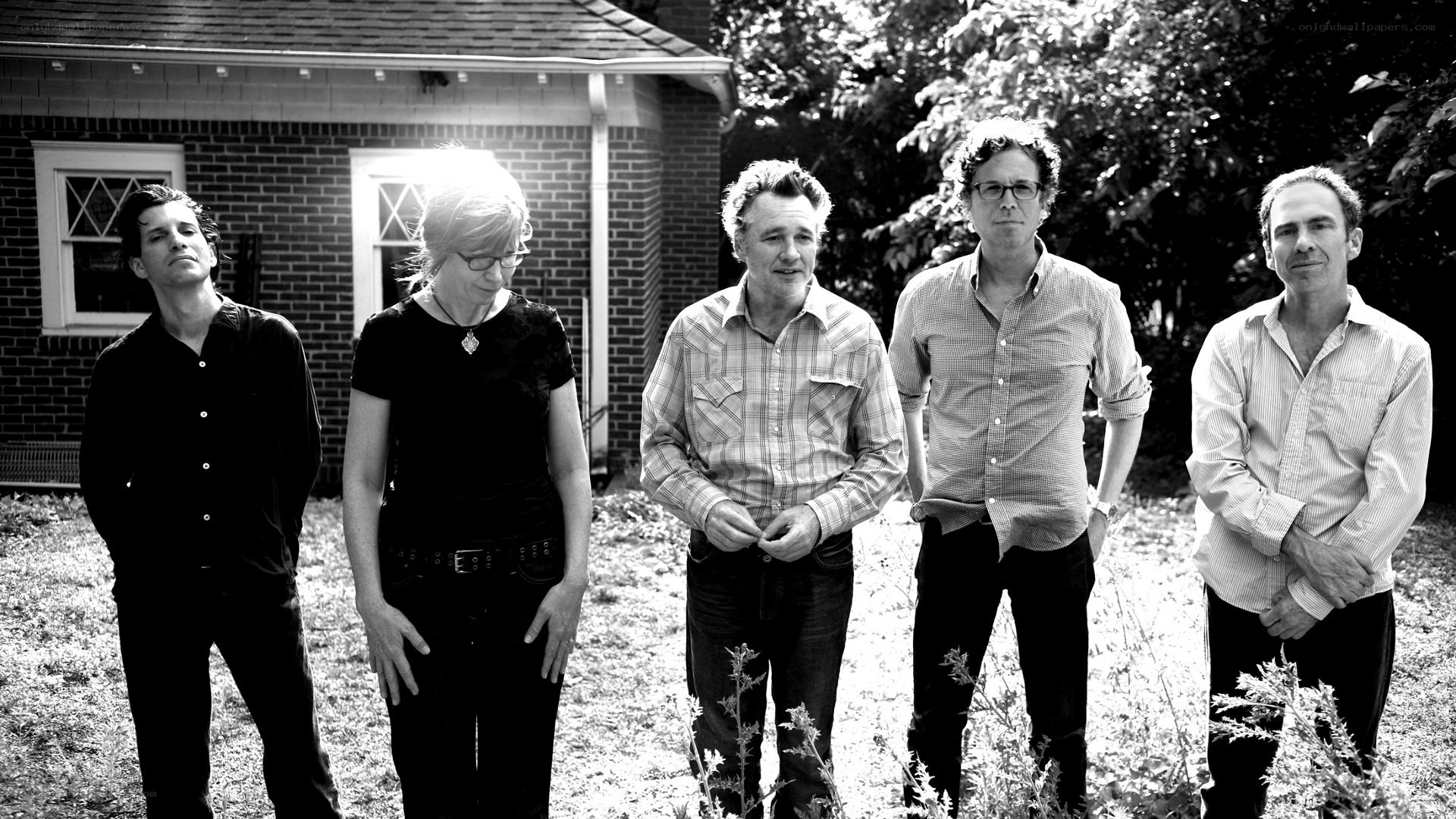 band members in backyard