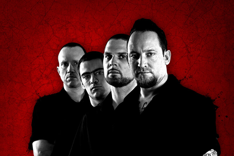 band members in black and red