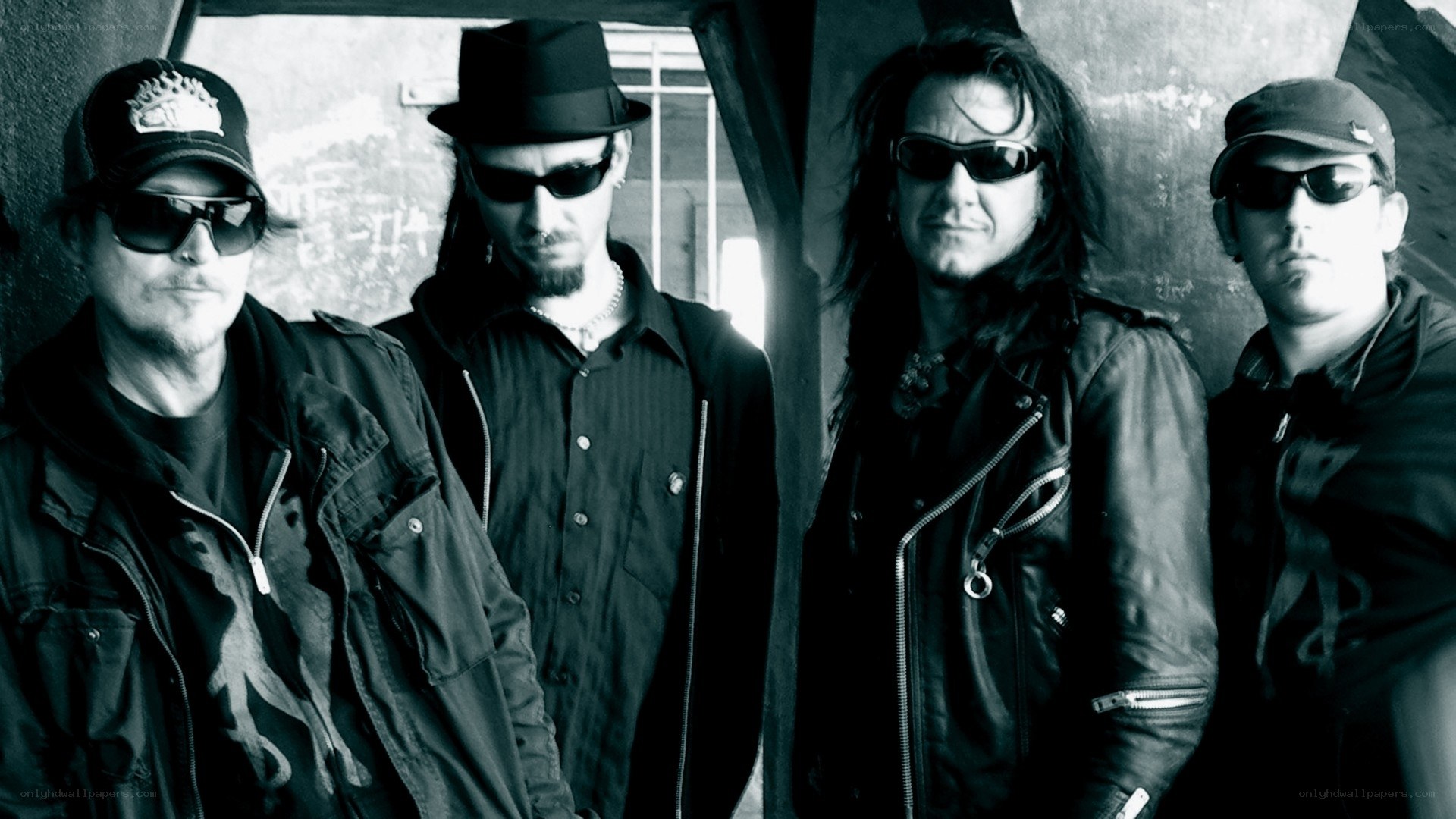 band members in black and white