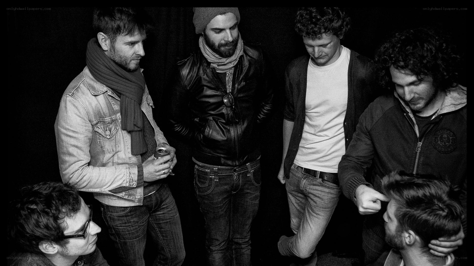 band members in black and white