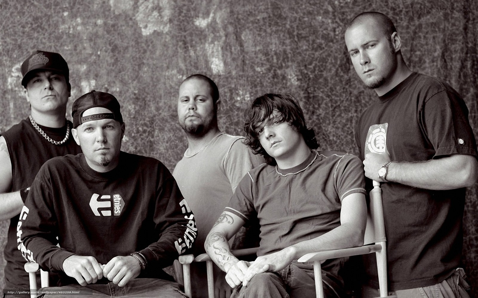 band members in black and white
